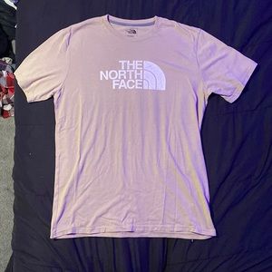 Tan and white, Large, north face tee shirt